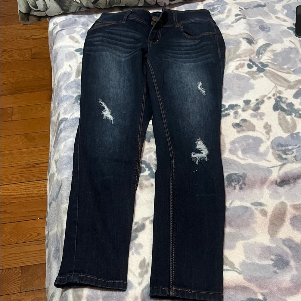 1822 Denim Dark Blue Distressed Jeans